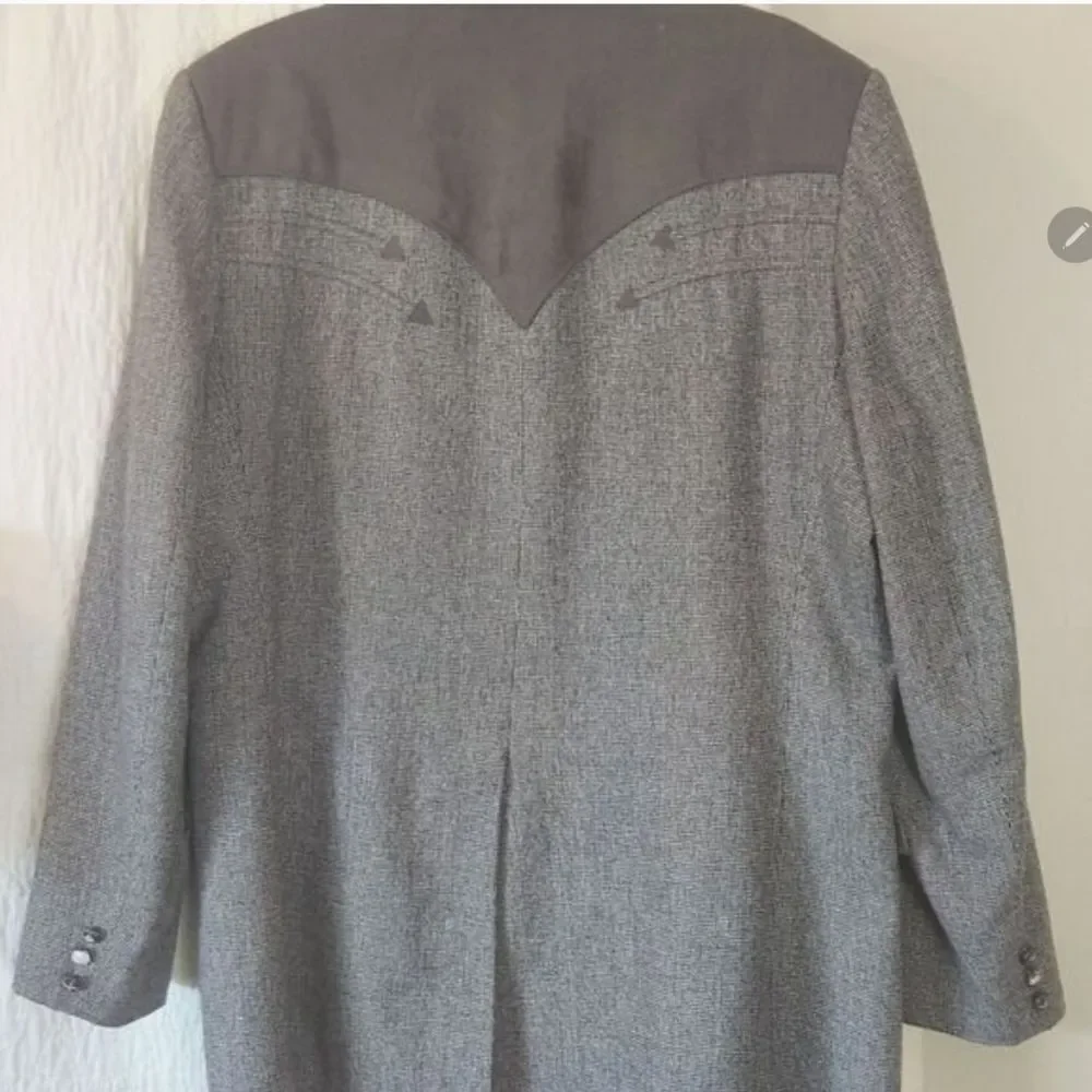 J49 PIONEER WEAR Vintage Western Style Gray Sport Coat with Dark Shoulder Panels